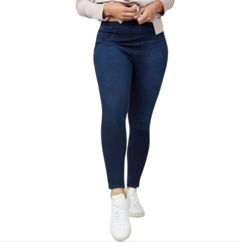 Spanx Dark Wash Jeans Pull On EUC Sz Medium - Picture 1 of 5